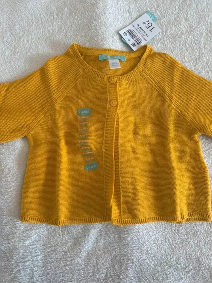Gilet bébé moutarde Obaïbi – 6 mois Neuf avec étiquette - photo numéro 3