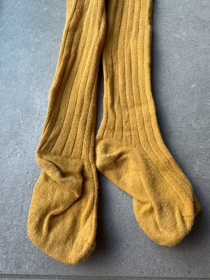 Lot de 3 collants, 1 gris lisse, 1 jaune moutarde et 1 rouge bordeaux côtelé - Taille 2 - photo numéro 15