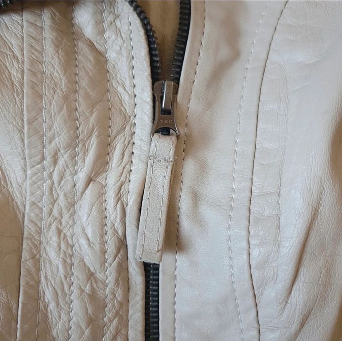 Veste en cuir 34 AJC couleur crème - photo numéro 3