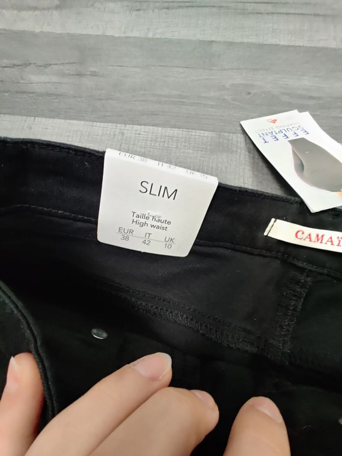 Jean slim noir effet sculptant - Camaïeu - 38 - photo numéro 4