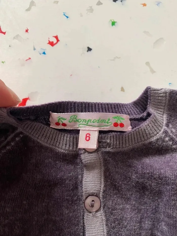 Petit pull en coton violet unisexe 6 mois Bonpoint - photo numéro 4