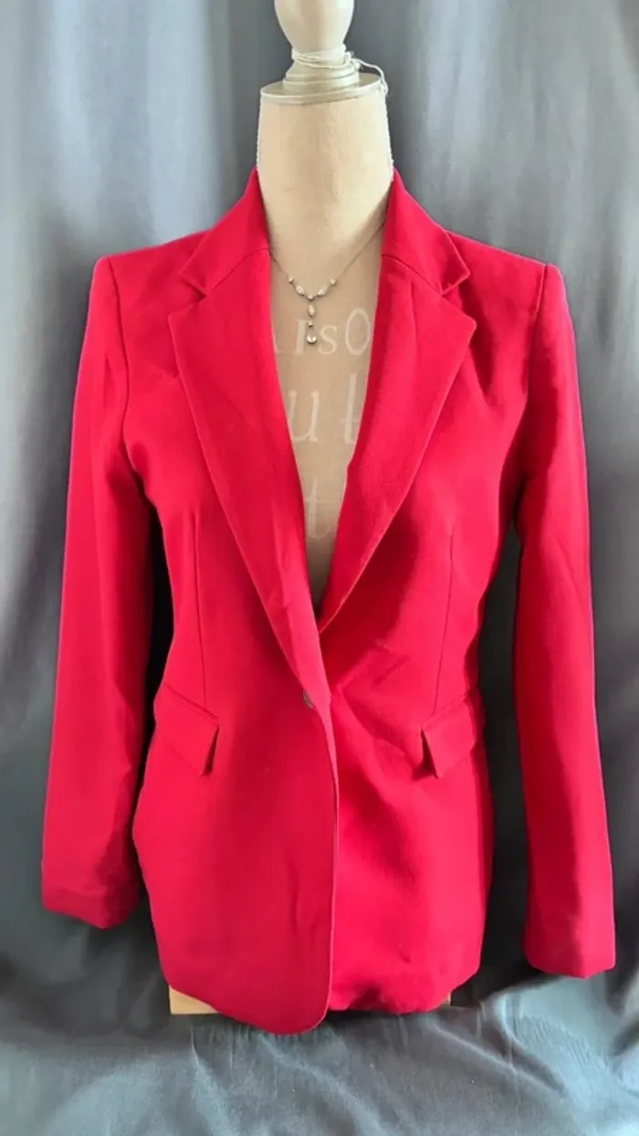 💕 veste blazer rouge #mango taille 38 M - photo numéro 2