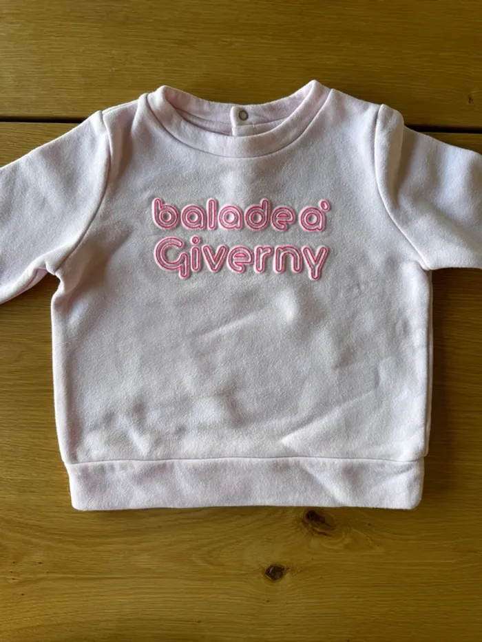 Sweat rose pâle ML inscription Balade à Giverny - Taille 4 Ans - photo numéro 4