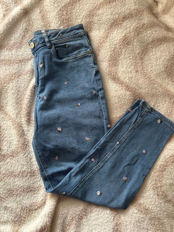 Jean broderies fleurs