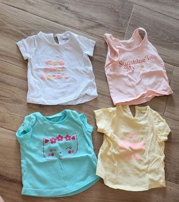 Lot 3 Tee-shirt, 1 débardeur fille 3mois