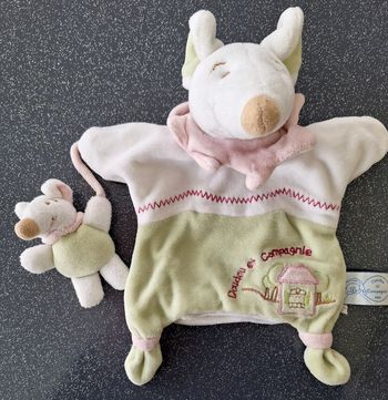 DOUDOU MARIONNETTE SOURIS BARBOTINE AVEC BEBE - DOUDOU ET CIE