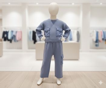 Ensemble Zara Tricot Côtelé Bleu Grisé - Confort & Style pour les 3-4 Ans (98-104 cm)