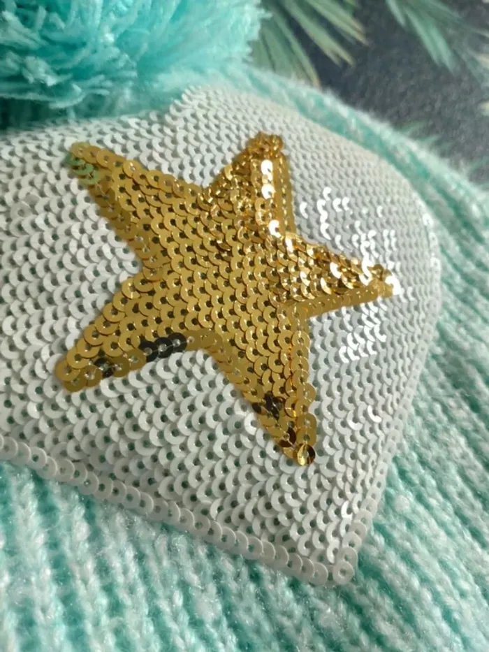 Bonnet fille pompon étoile et strass taille unique - photo numéro 2