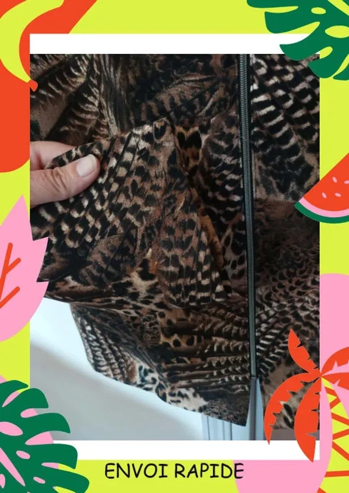 Veste blazer, motif léopard, plume ect taille L - photo numéro 4