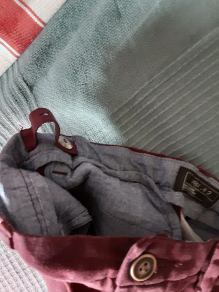 Pantalon jeans habillé bordeaux ajustable T. 10 ans - photo numéro 5