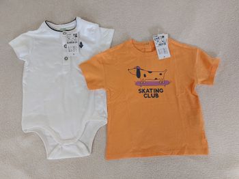 Lot body + t shirt MC 24 mois