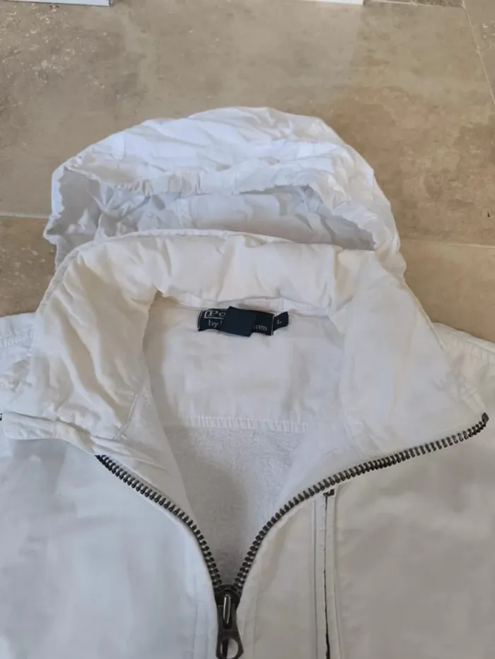 Veste/Jacket zippé bi matière Ralph Lauren L homme blanche excellent état - photo numéro 9