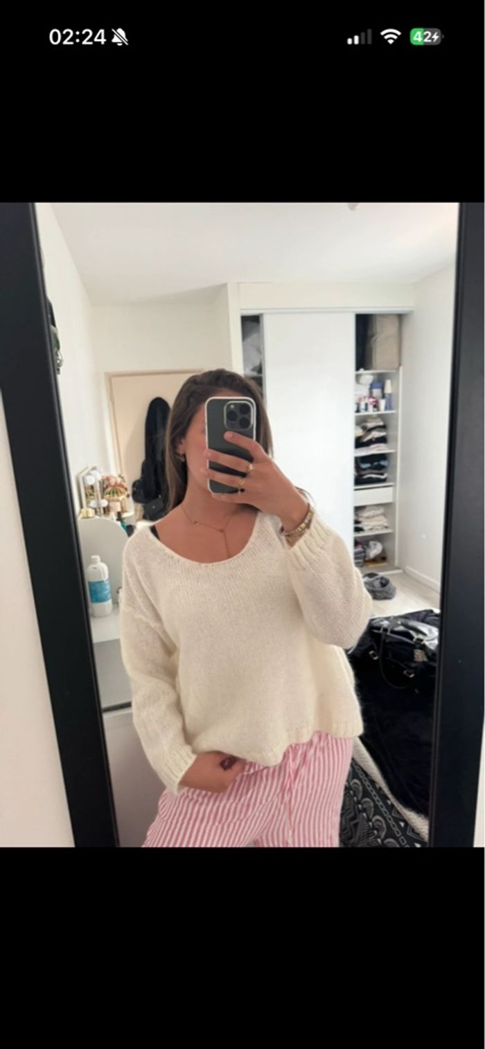 Pull blanc en maille boutique île de ré – coupe loose & féminin - photo numéro 4
