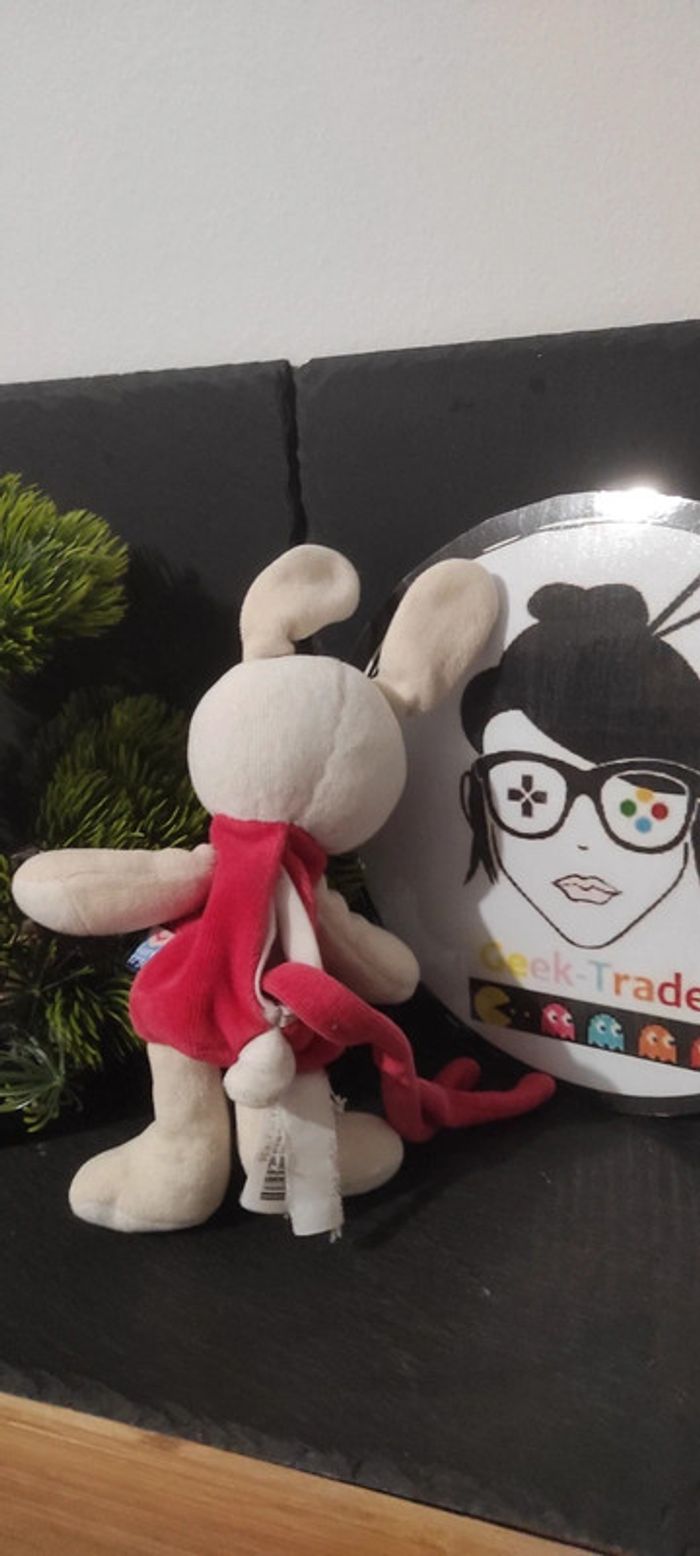 Doudou attache tétine sucette lapin Sucre d'orge rouge beige blanc spirale - photo numéro 2