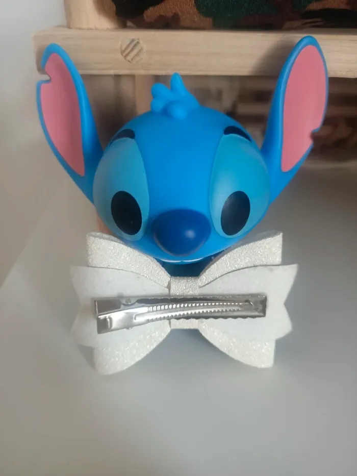 Barrette bleue marine et crème croco fait main - photo numéro 2