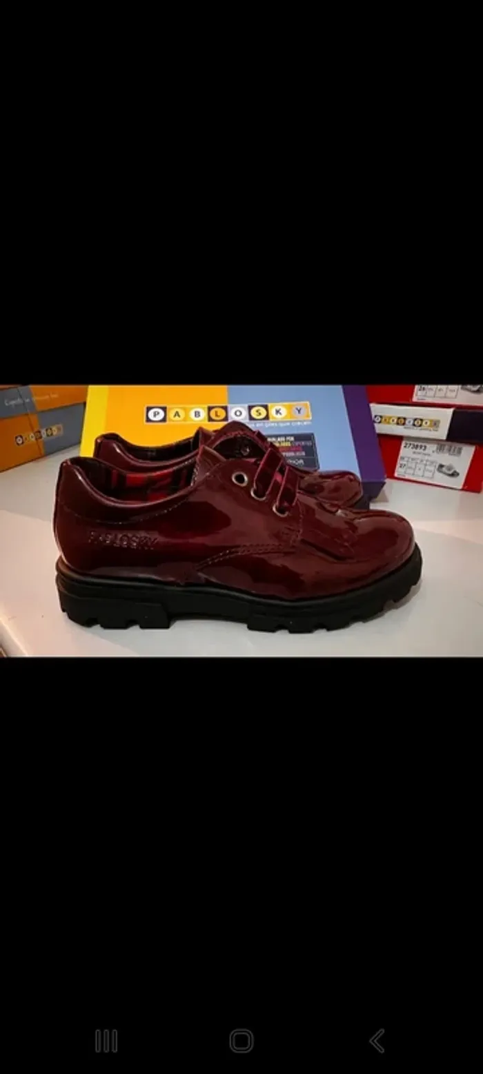 Chaussure fille en cuire bordeaux - photo numéro 2