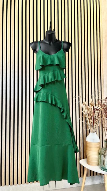 Robe verte bohème avec fente