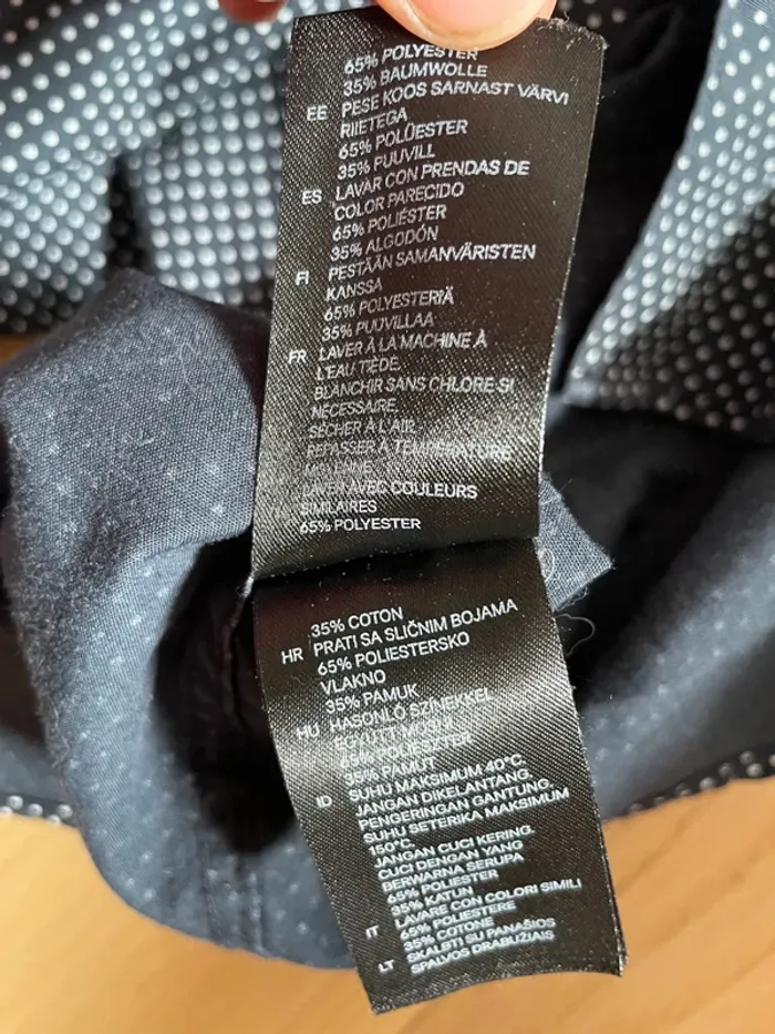 Chemise ML marine à pois blancs - H&M - M - photo numéro 4