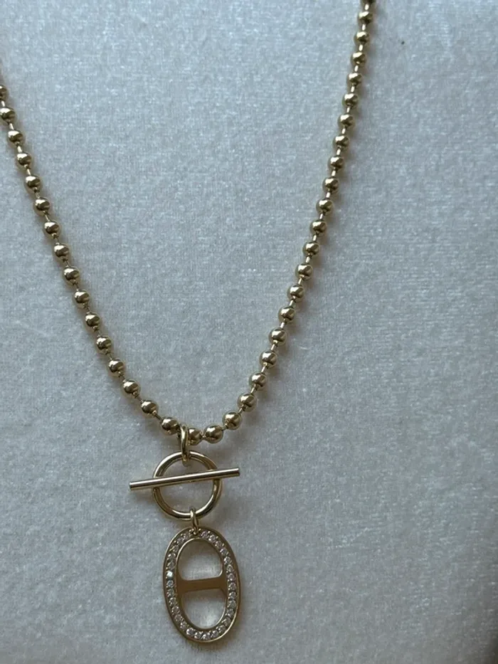 Collier réglable chaîne boule cercle tige traversante Manille cd - photo numéro 2