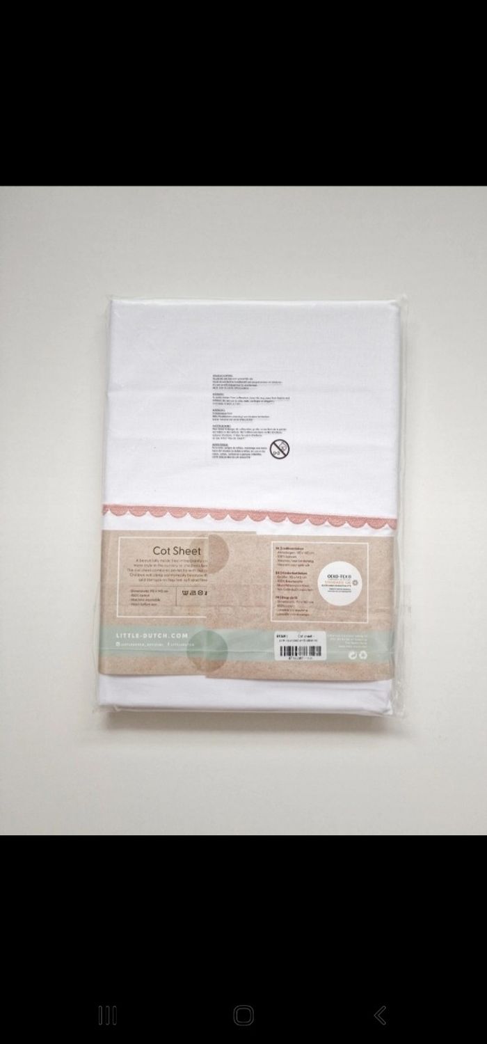 Little Dutch - Drap de lit brodé - Rose - 110 x 140 cm -  Neuf ! - photo numéro 2
