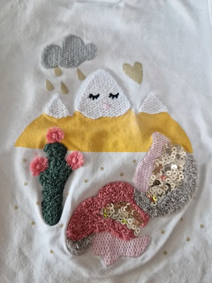 T-shirt manches longues blanc à motifs - Taille 2 ans 86cm - Catimini - photo numéro 4