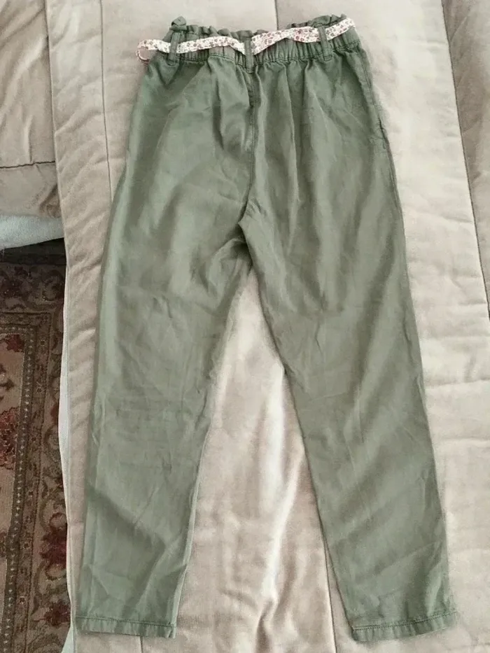 Pantalon twell Vertbaudet fille 10 ans vert militaire - photo numéro 6