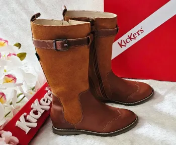 Bottes Hautes Cavalières Cuir Zip Kickers T28