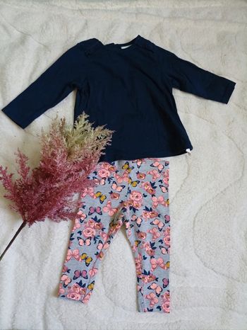 Ensemble t-shirt manches longues et legging fleuri