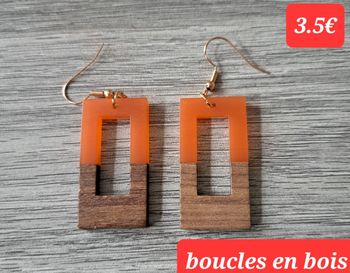 a vendre boucles d'oreilles en bois