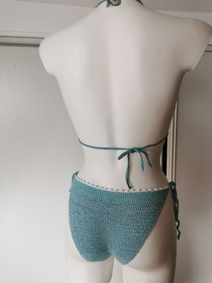 Bikini Bella fait au crochet bleu turquoise - photo numéro 4