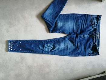 Joli JEAN perles extensible bleu