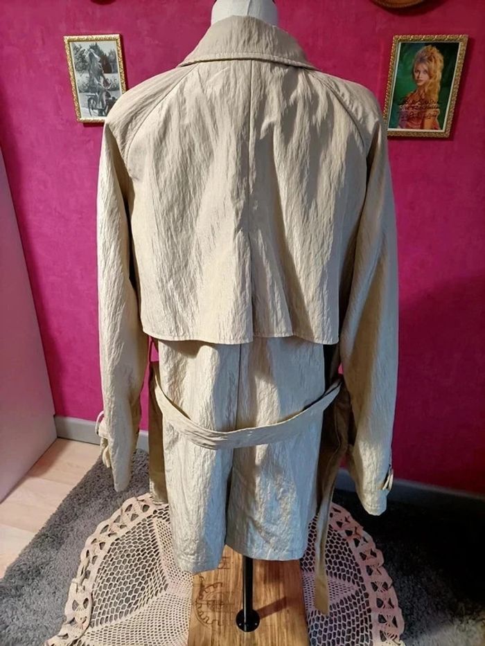 Trench mi-long beige irisé/satiné avec ceinture taille 48 Woman Only - photo numéro 6
