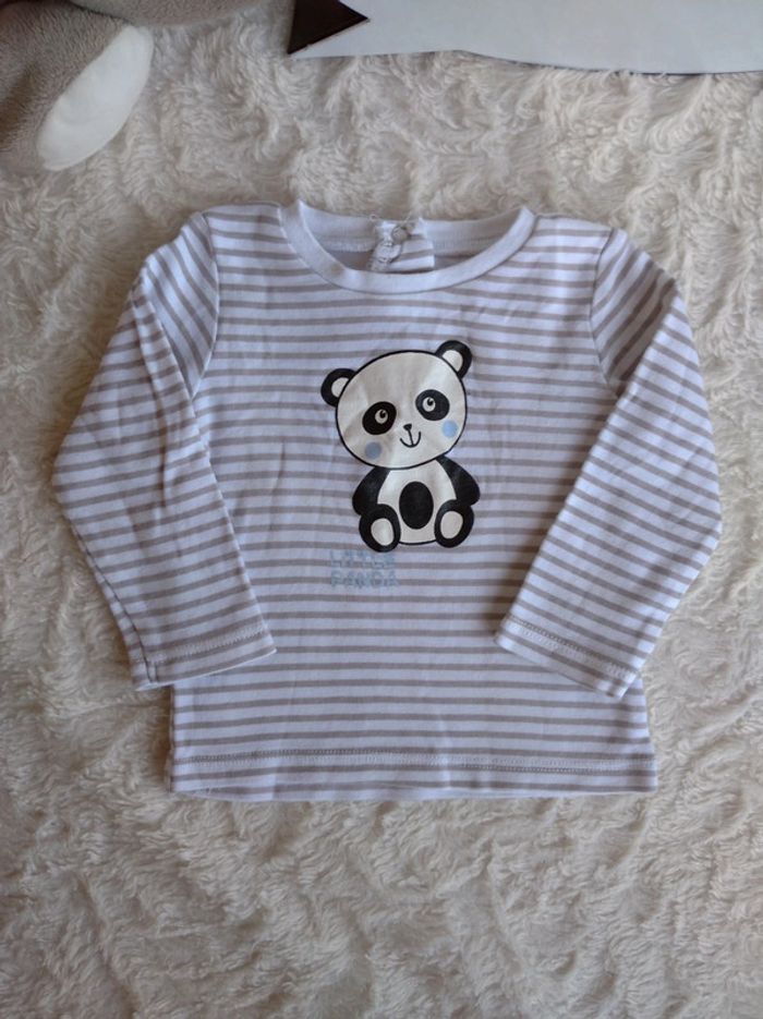 Ensemble (pantalon+boléro+tee shirt manche longue panda) Garçon 6 mois In Extenso - photo numéro 13