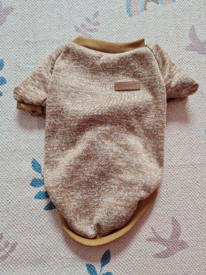 Pull chien beige moutarde 6 à 8 kg
