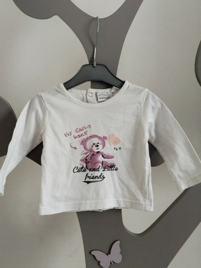 Tee-shirt manches longues blanc Influx taille 3 mois