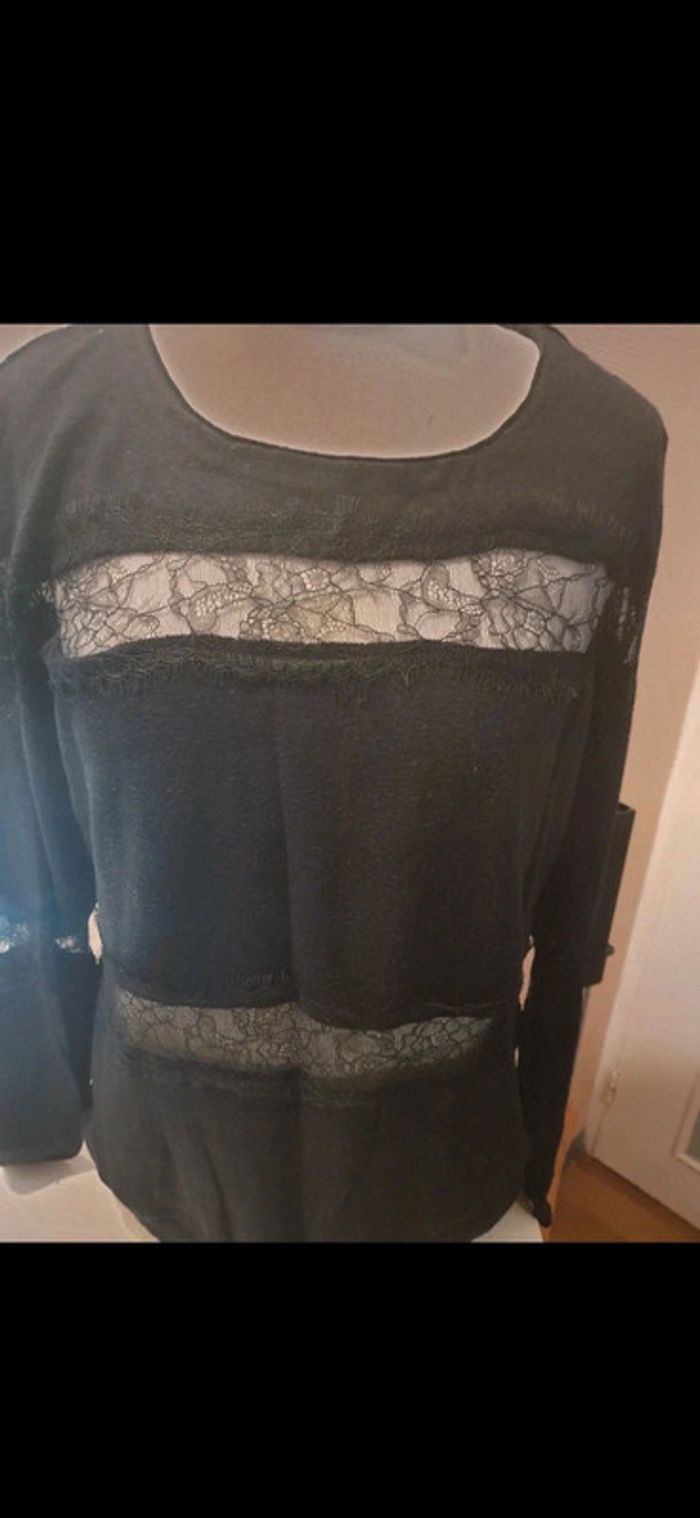 Pull noir dentelle promod