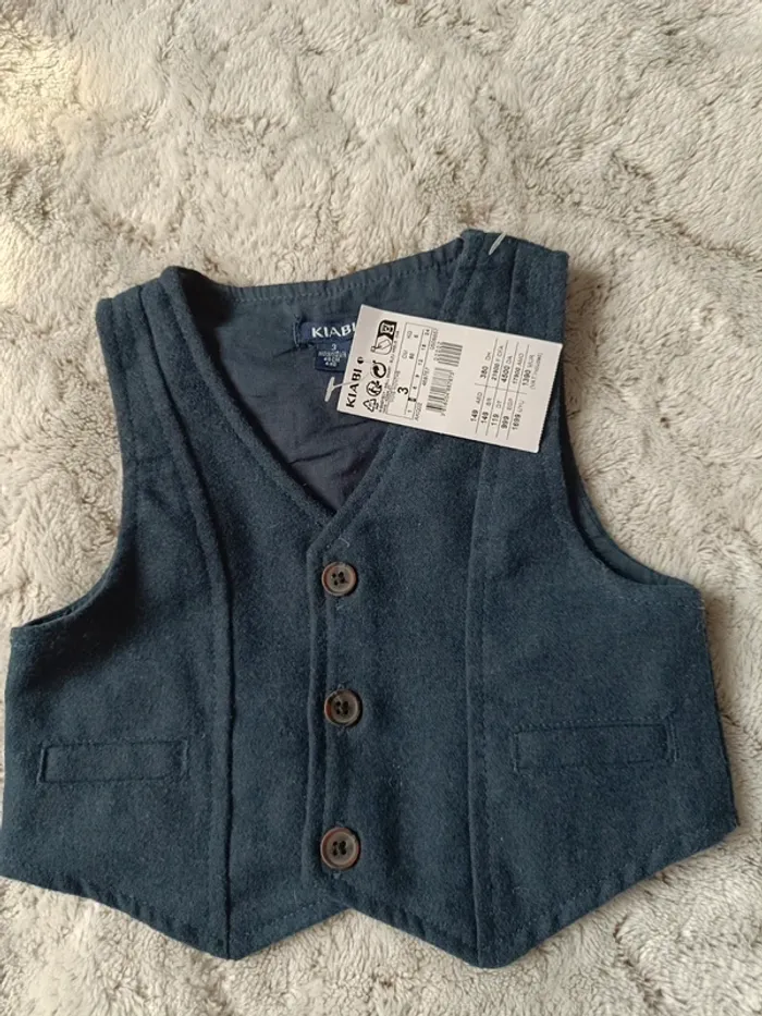Gilet sans manches costume neuf 3 mois bleu foncé garçon