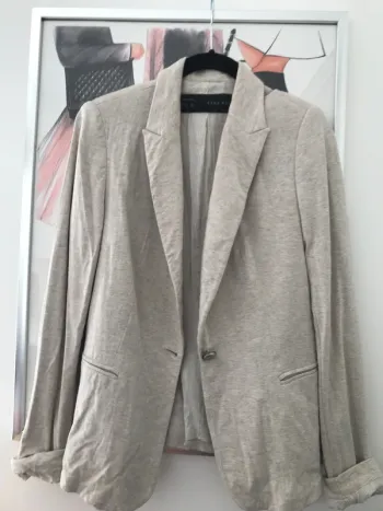 Blazer coton Zara M beige chiné