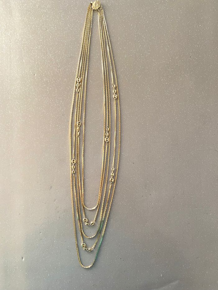 Collier fantaisie doré 5 rangs - photo numéro 5