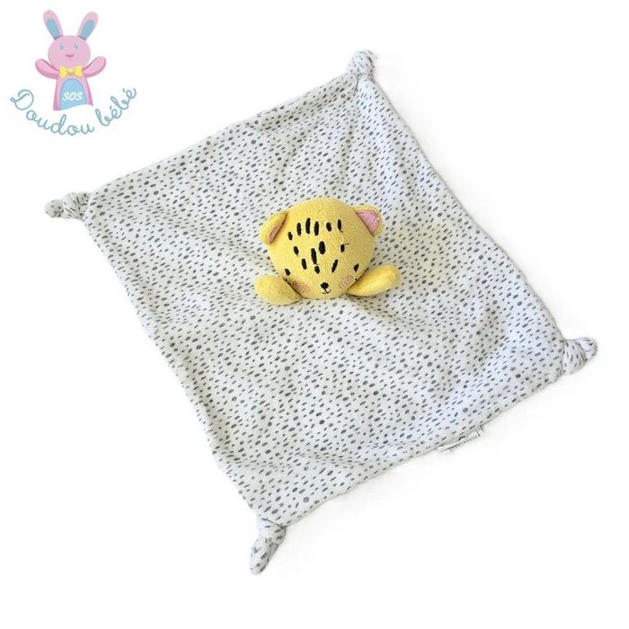 Doudou plat Tigre jaune blanc et gris Siplec Leclerc