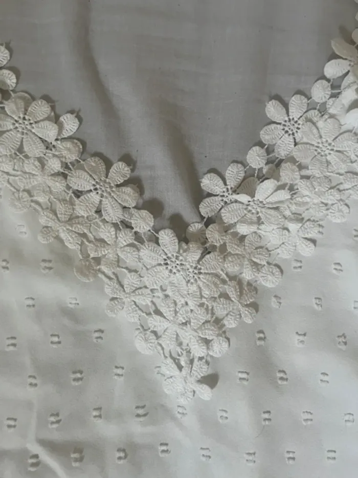 Débardeur blanc fleurs et pois M - photo numéro 3