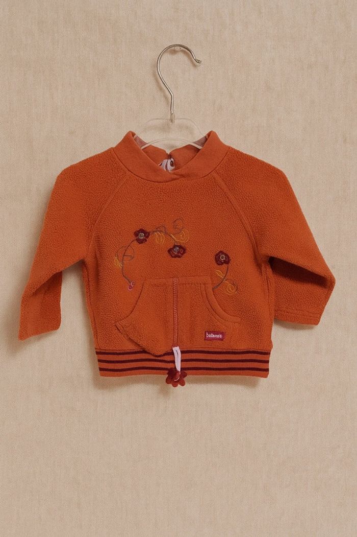 💚Pull polaire bébé fille rouge brodé – 12 mois