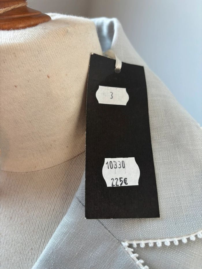 🤍 Sublime blazer en lin - gris détails blancs - T40 - photo numéro 7