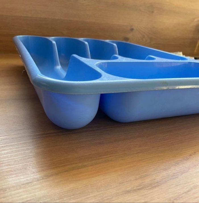 Range couverts en plastique bleu - photo numéro 3
