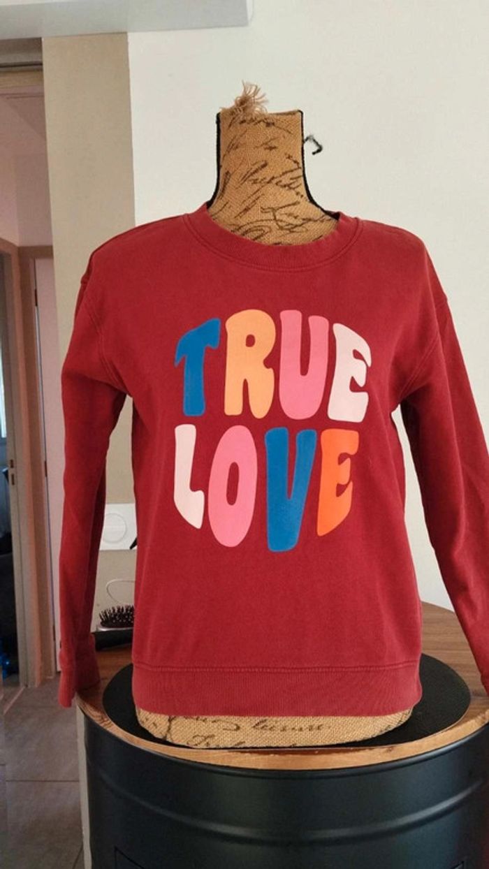 Sweat  bordeaux  taille xs avec  écritures  true love - photo numéro 2