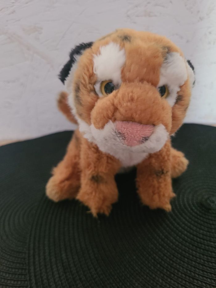 doudou peluche tigre bébé playkids assis fauve - photo numéro 4