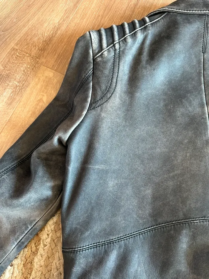 Perfecto cuir The Kooples gris noir taille 36 - photo numéro 11