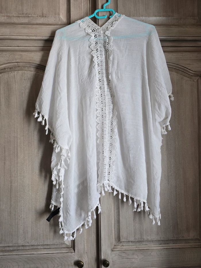 Kimono à franges cardigan pareo de plage a franges ponpon frange shasa - photo numéro 3