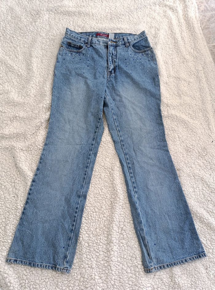 Jean Strass vintage Bill Blass à strass coupe droite taille 38