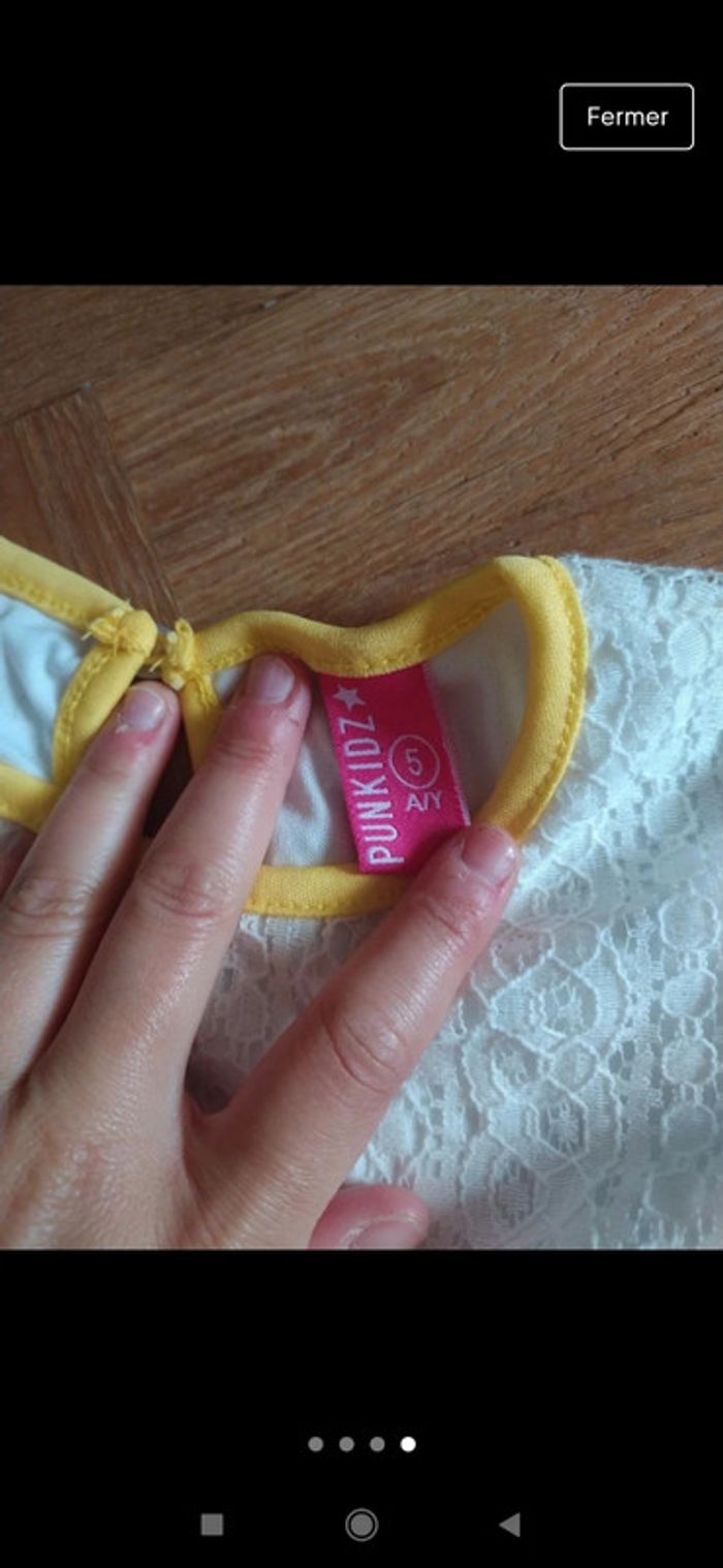Robe dentelle blanc et jaune taille 5 ans baptême - photo numéro 2